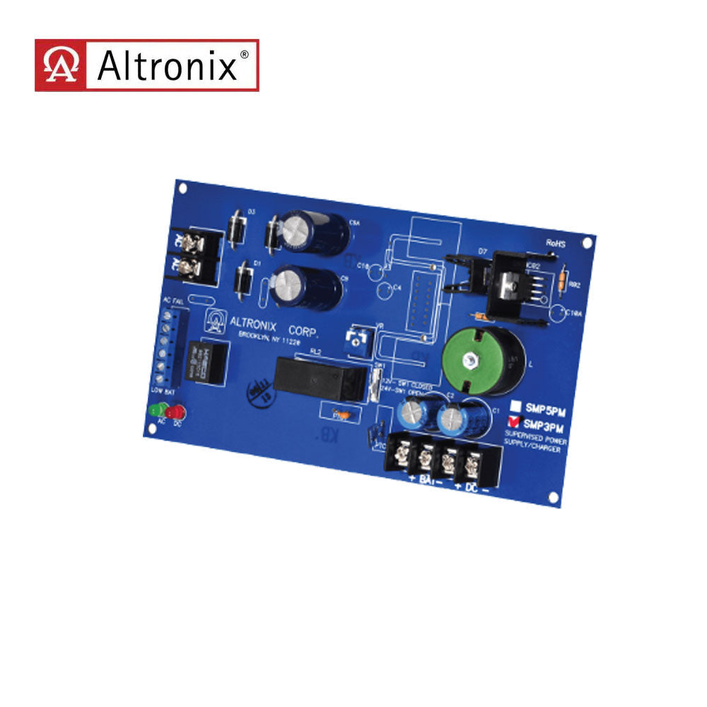 Altronix - SMP3PM - Switching Supervised Power Supply Board with TP1640 T2428100 and T2428100 - 12 or 24VDC at 2.5A Output