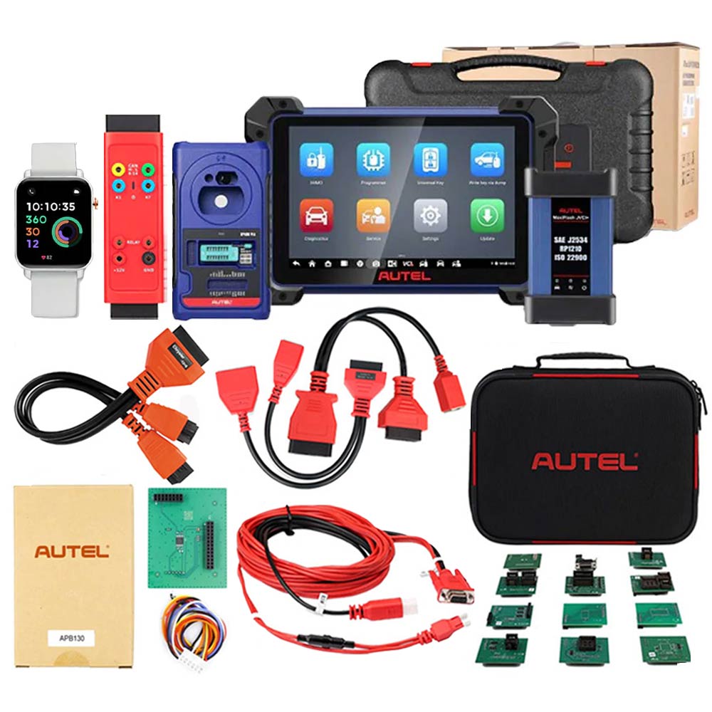 Autel MaxiIM IM608 PRO II and G-BOX2 Key Programming and Diagnostic Tools Full Adapters Bundle with OTOFIX White Smart Key Watch