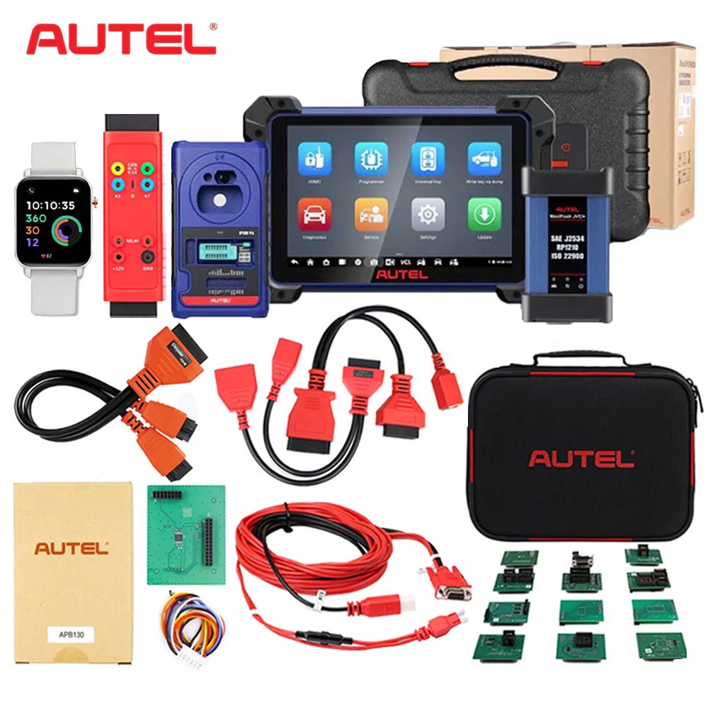 Autel MaxiIM IM608 PRO II and G-BOX2 Key Programming and Diagnostic Tools Full Adapters Bundle with OTOFIX White Smart Key Watch