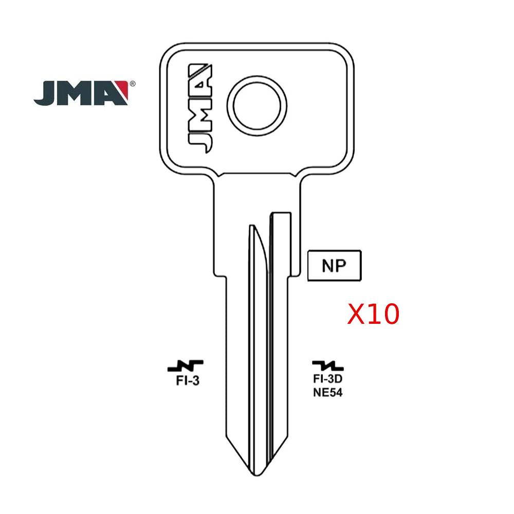 Fiat Ducati Porsche Key Blank - NE54 / FI-3D (Packs of 10)