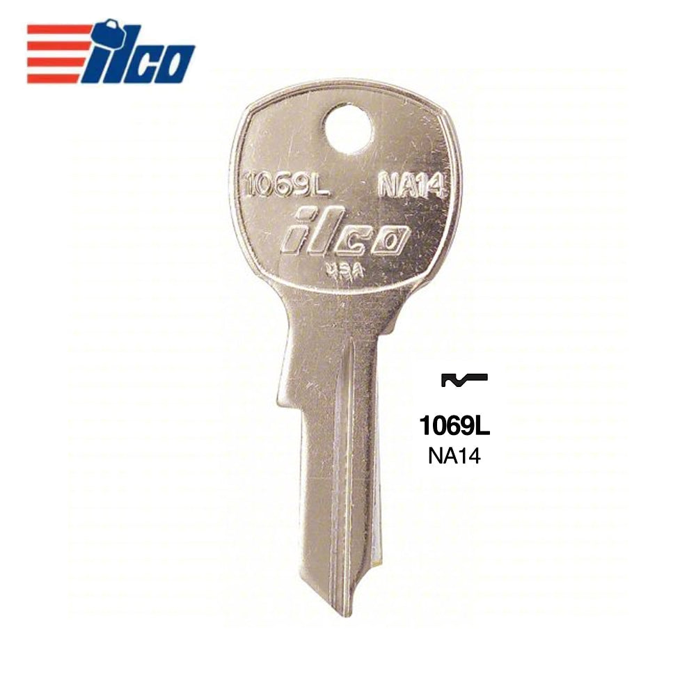 1069L National Cabinet Key Blank - Brass - NTC-1D / NA14 (Packs of 50)