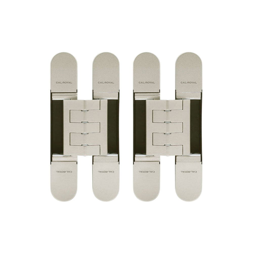 Cal-Royal - CR3D44 - 3D Adjustable Invisible Hinge - US15 - Clear Coated Satin Nickel Plated (619) (Pack of 2)