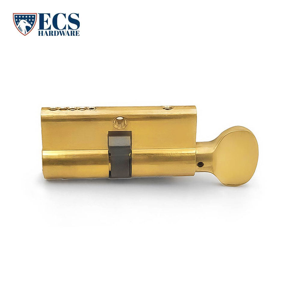 ECS HARDWARE - Durable Premium Profile Cylinder Single Sided Thumb Turn - Schlage SC1 Keyway - Keyed Alike (KA10) - US3 - Bright Polished Brass (605)