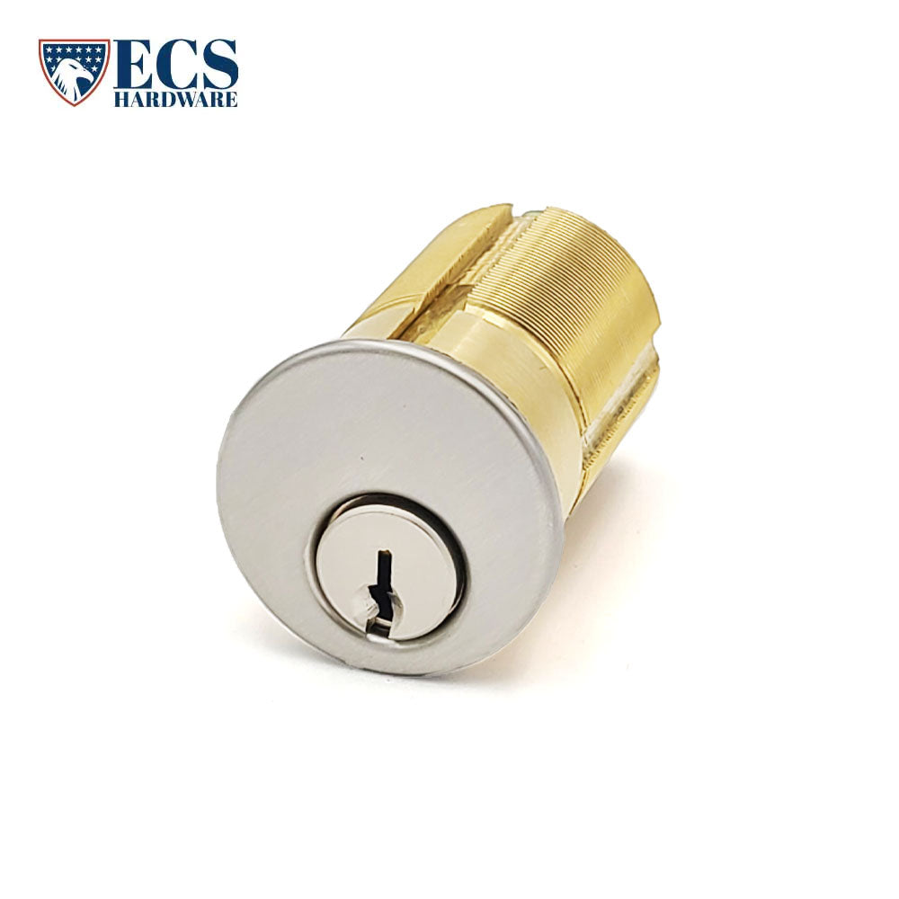 ECS HARDWARE - Durable Premium Mortise Cylinder - 2 Inch - Keyed Alike (KA10) with Ring - Schlage SC1 Keyway - US26D - Satin Chromium Plated (626)
