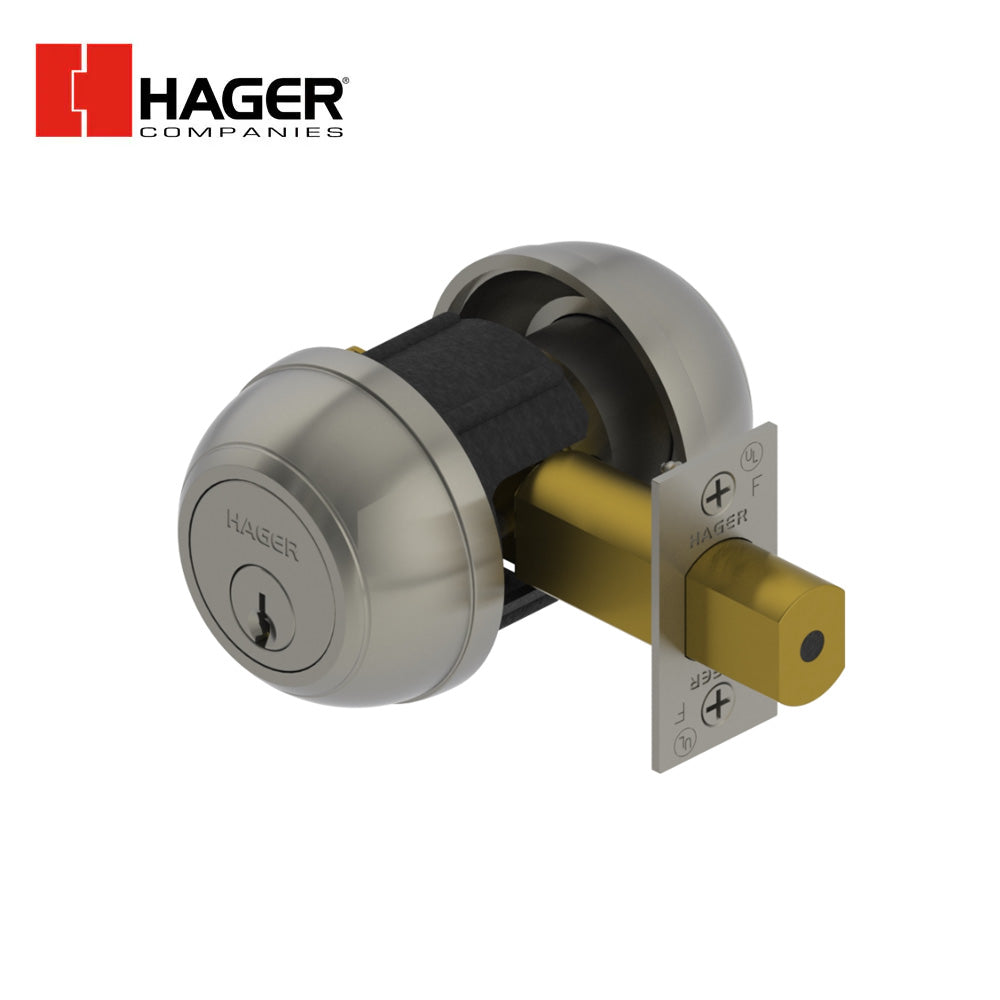 HAGER - 3114 - Deadlock Double Cylinder with 2-3/4 Backsets - Satin Chrome