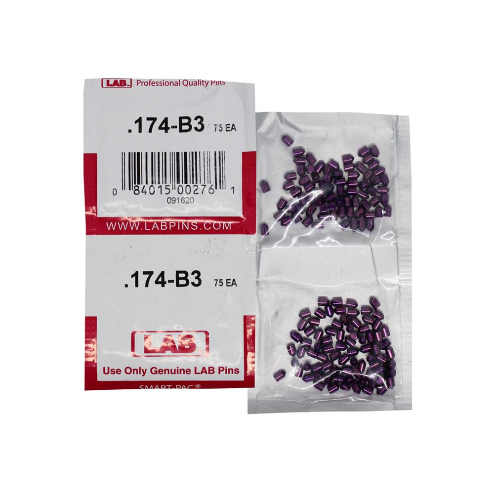 LAB - 174B - .174 Bottom Pin - .115 Diameter - Crown .003 Universal - Color-Coded - Brass Alloy - Smart Pack 150 Pins