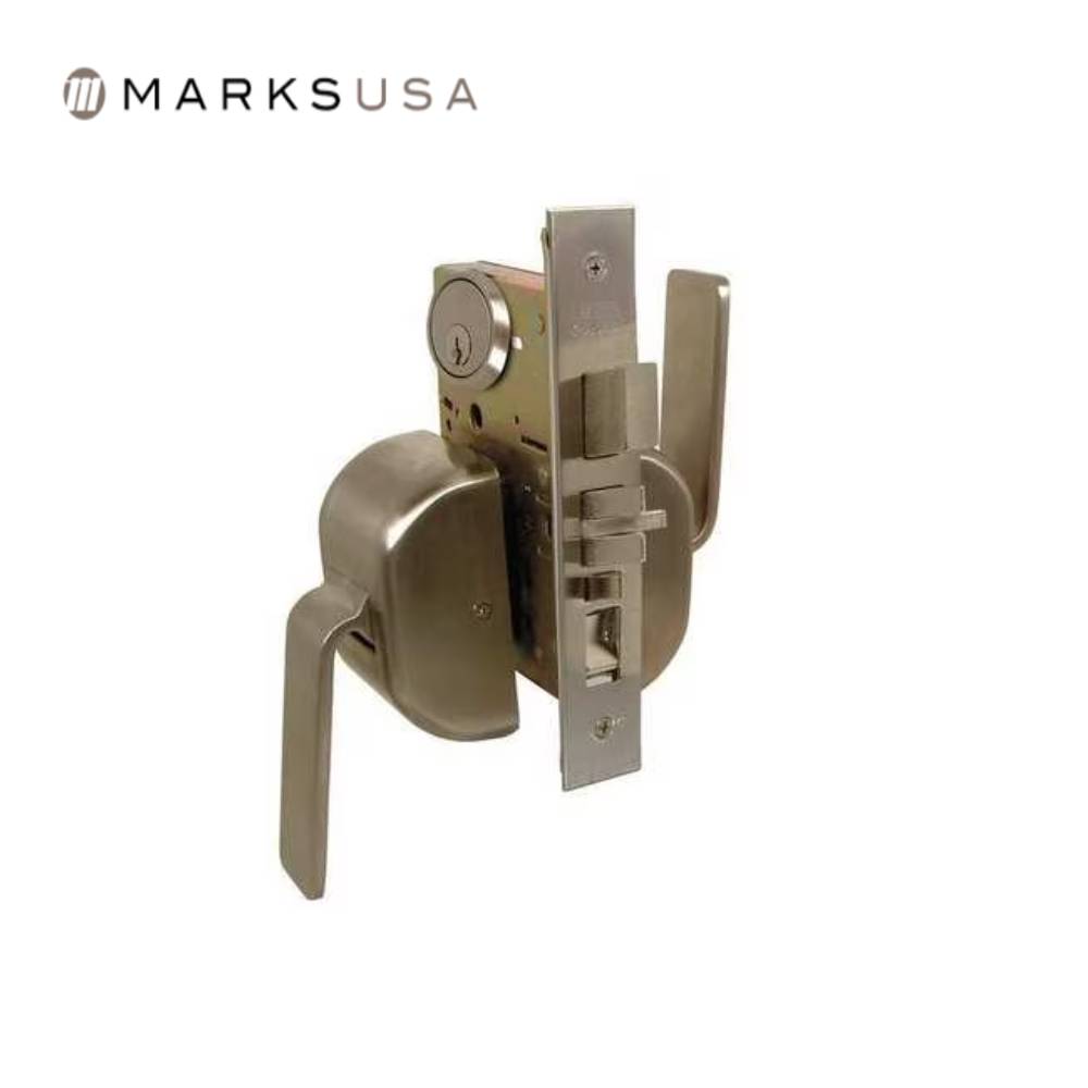 Marks USA - 5PDB - Entrance Hospital Push/Pull Latch Mortise Cylinder - Push/Pull Paddle - Field Reversible - Grade 1 - Satin Stainless Steel