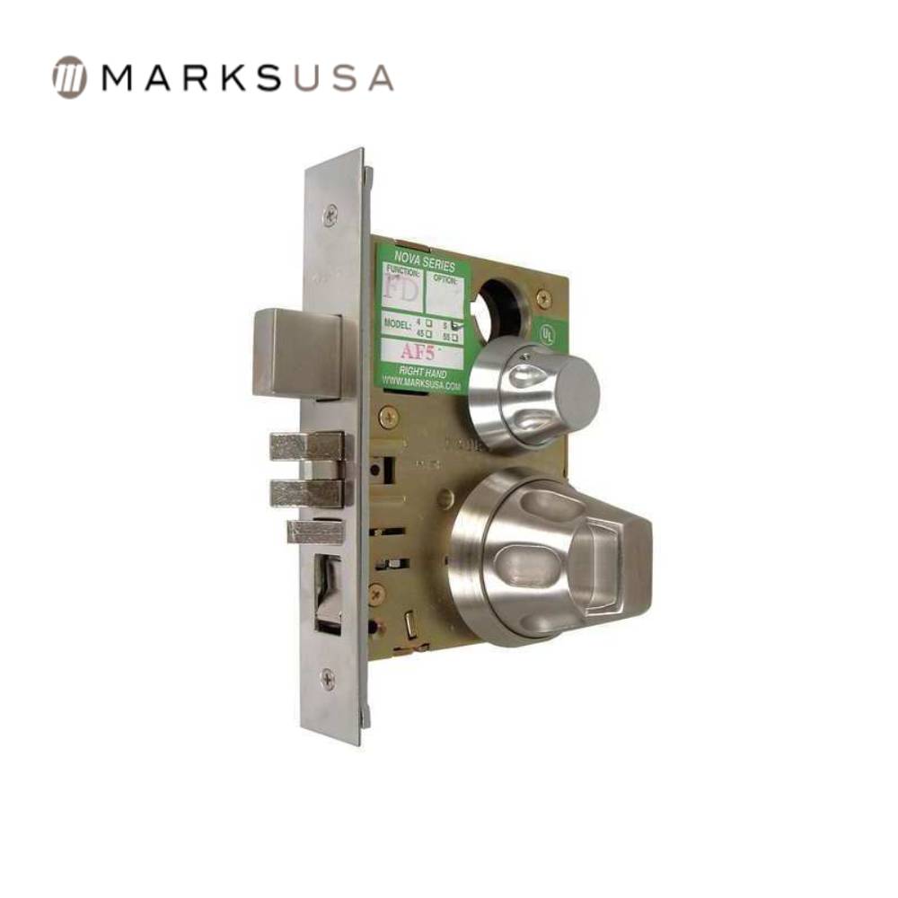 Marks USA - 5SS55F - Dormitory Mortise Cylinder Lock - Anti-Ligature Lever - Field Reversible - Grade 1 - Satin Stainless Steel