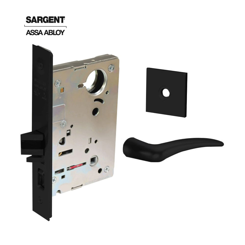 Sargent - 8237 - Classroom Mortise Lock - Heavy Duty Standard Cylinder - SFIC - Keyed Alike - Rose Trim Function - Grade 1 - BSP (Black Suede Powder Coat)