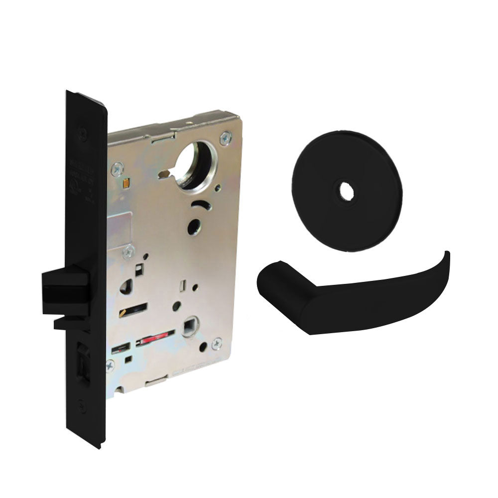 Sargent - 8237 - Classroom Mortise Lock - Heavy Duty Standard Cylinder - SFIC - Keyed Alike - Rose Trim Function - Grade 1 - BSP (Black Suede Powder Coat)