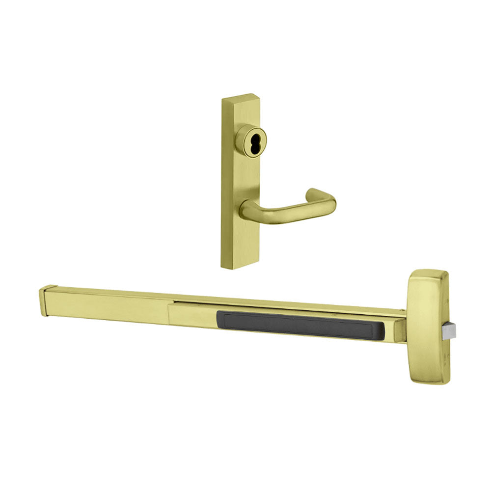 Sargent - 8815F - Rim Exit Devices with Trim - Wide Stile Pushpad - Passage Function - Less Cylinder - Escutcheon Trim - 36" - Grade 1 - US03 (Bright Polished Brass)