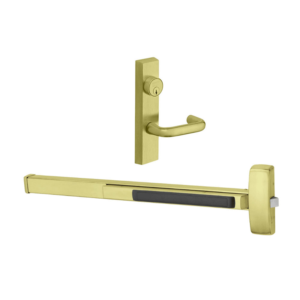 Sargent - 8804F - Rim Exit Devices with Trim - Wide Stile Pushpad - Nightlatch Function - Schlage-C Keyway Cylinder - Escutcheon Trim - 36" - Grade 1 - US3 (Bright Polished Brass)