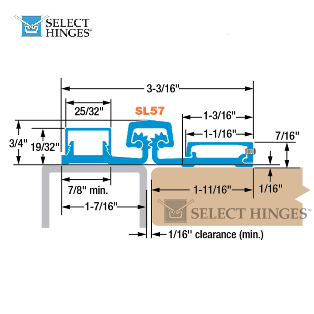 Select Hinges SL57 SD Full Surface Geared Continuous Hinge Standard Duty