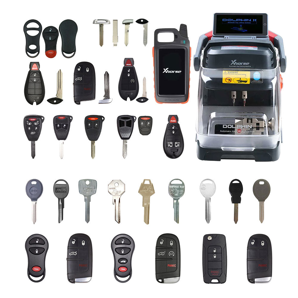 Dodge Starter Pack Bundle with Xhorse XP-005L Key Cutting Machine, Remotes and Lishi Tools
