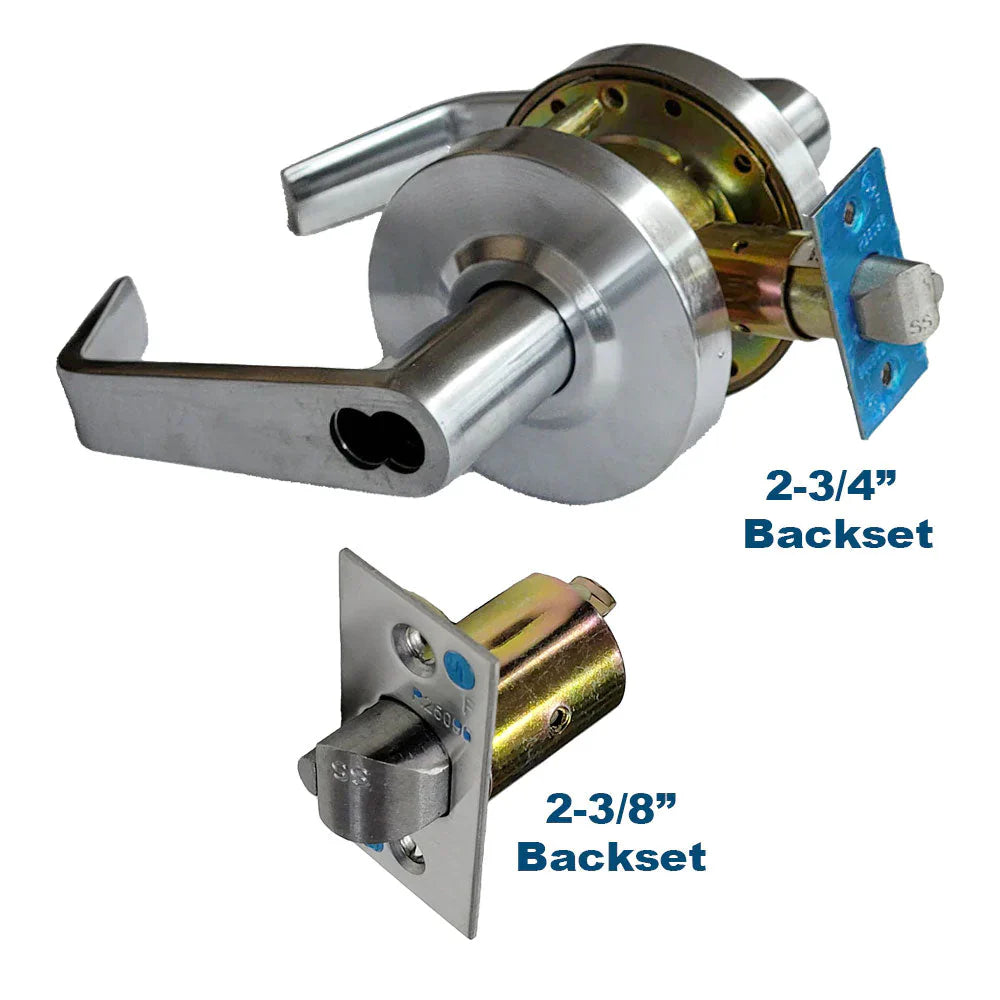 ECS HARDWARE - Commercial Lever Set Handle Bundle - Satin Chrome - Classroom - Grade 2 - Standard Backset 2-3/4” with Bonus 2-3/8” Backset