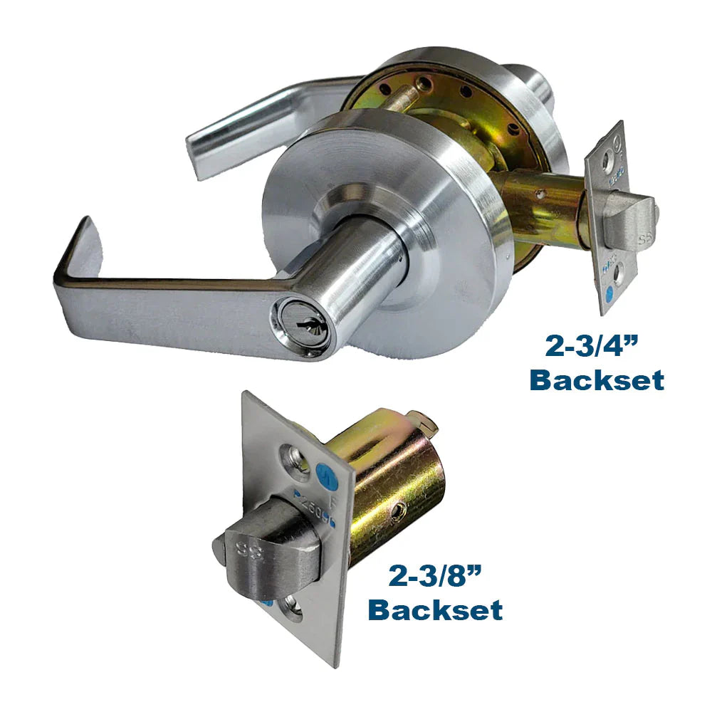 ECS HARDWARE - Commercial Lever Set Handle Bundle - Double Sided - Satin Chrome - Institutional - Grade 2 - Standard Backset 2-3/4” with Bonus 2-3/8” Backset