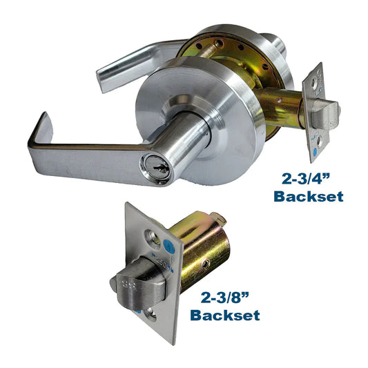 ECS HARDWARE - Commercial Lever Set Handle Bundle - Double Sided - Satin Chrome - Institutional - Grade 2 - Standard Backset 2-3/4” with Bonus 2-3/8” Backset