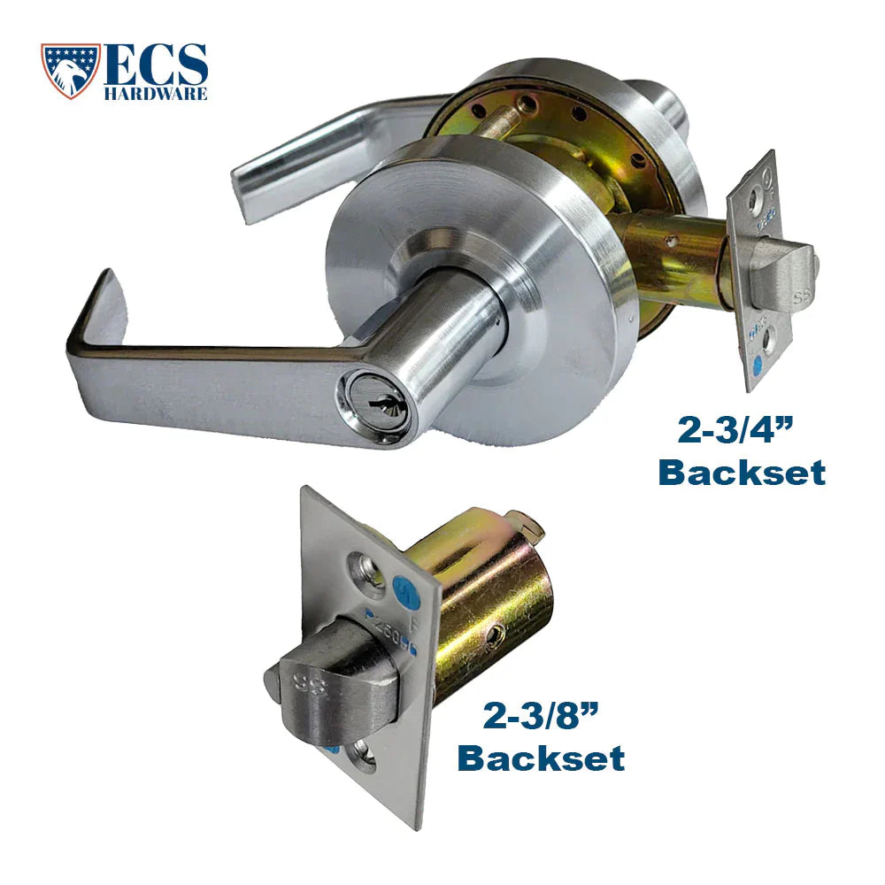 ECS HARDWARE - Commercial Lever Set Handle Bundle - Double Sided - Satin Chrome - Institutional - Grade 2 - Standard Backset 2-3/4” with Bonus 2-3/8” Backset