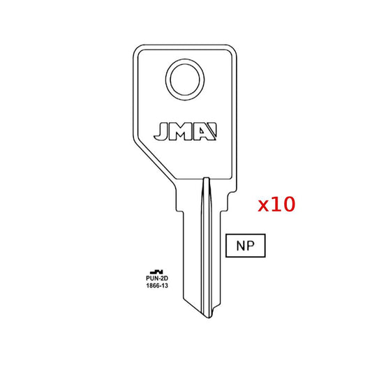 1866-13 Pundra Commercial & Residencial Key Blank - 1866-13 / PUN-2D (Packs of 10)