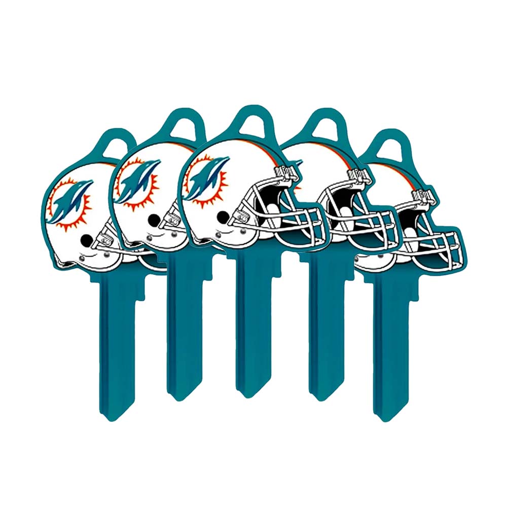 ILCO - NFL-KW1 TeamKeys - Helmet Edition Key Blank - Miami Dolphins (5 Pack)