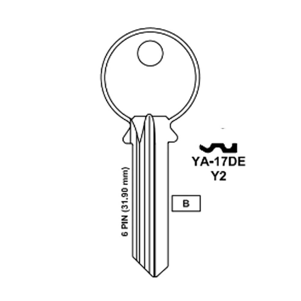 JMA for 999A 6-Pin Yale Key - Brass Finish / Y2 BR