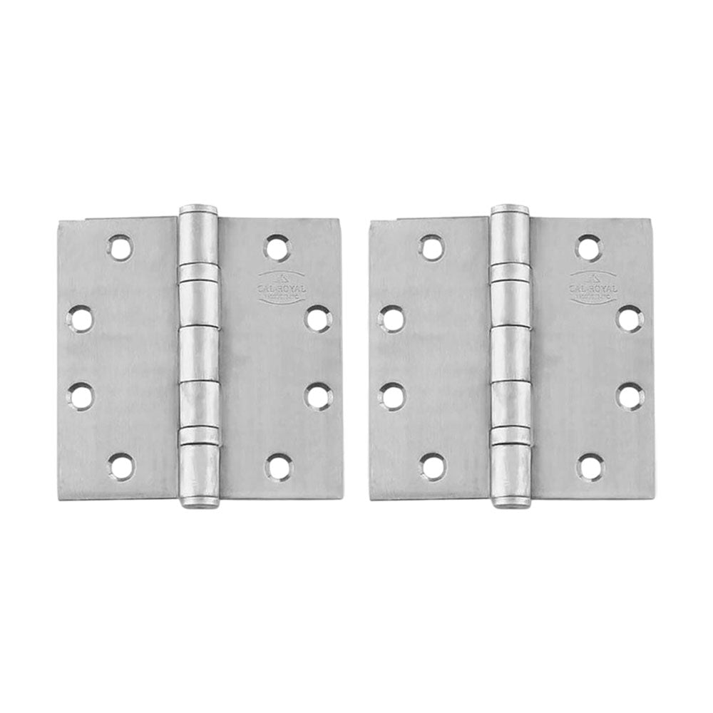 Cal-Royal - BB31 - Full Mortise Standard Weight Ball Bearing Hinges with 4-1/2 Inch x 4-1/2 Inch - Removable Pin - US26D - Satin Chromium Plated (626) (Pack of 2)