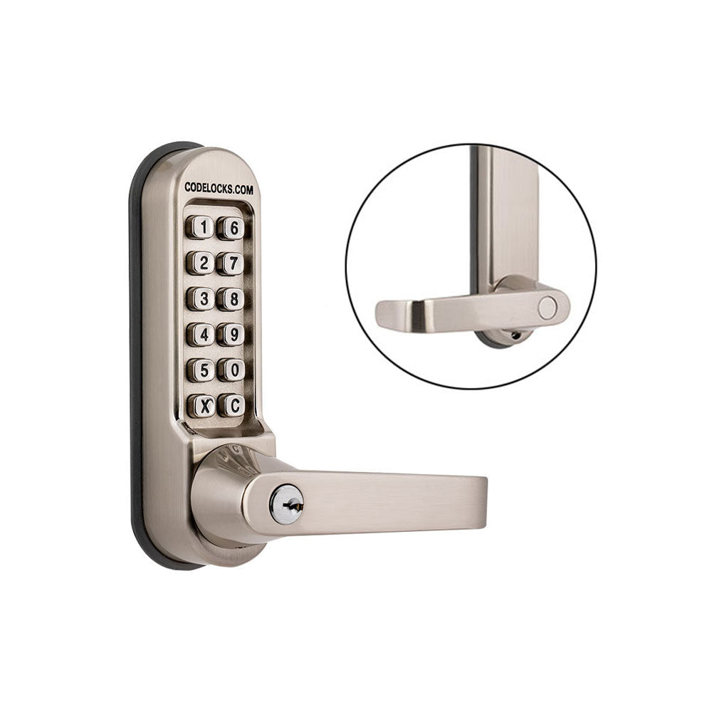 Codelocks CL515 Heavy Duty Mechanical Tubular Latch Lock with Key Override and Code Free Option
