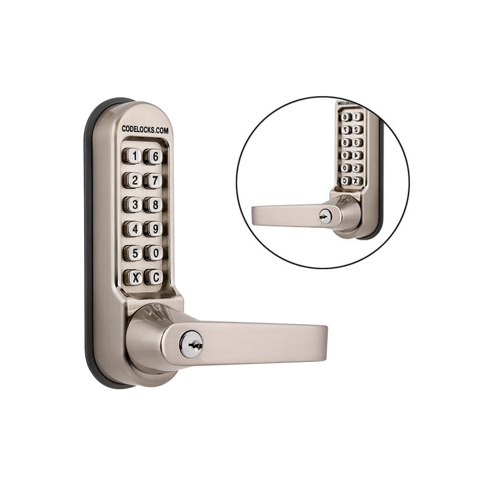 Codelocks CL555 Heavy Duty Mortise Lock Back to Back with Key Override and Code Free, Stainless Steel