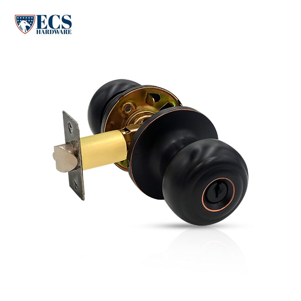 ECS HARDWARE - Durable Combo Lockset w/ Single Knob & Deadbolt - Entrance - Oil Rubbed Bronze - Grade 3 (SC1)