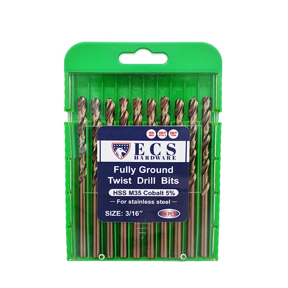 ECS HARDWARE - HSS Drill Bit x 10 Fully Ground - 5% Cobalt M35
