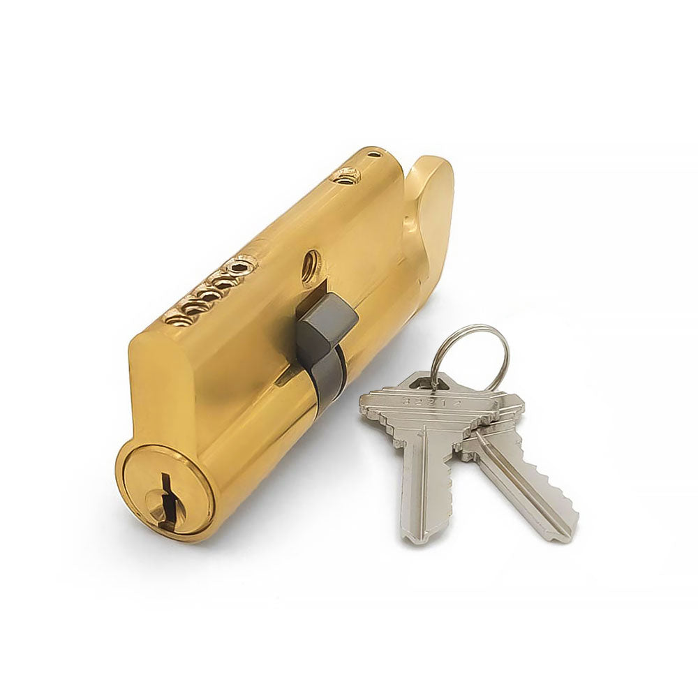 ECS HARDWARE - Durable Premium Profile Cylinder Single Sided Thumb Turn - Schlage SC1 Keyway - Keyed Alike (KA10) - US3 - Bright Polished Brass (605)