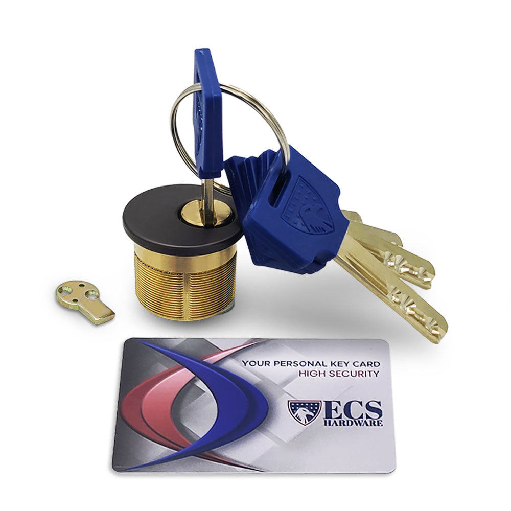 ECS HARDWARE - Durable Premium Key Controlled Mortise Cylinder - 1" 10B Oil Rubbed Bronze