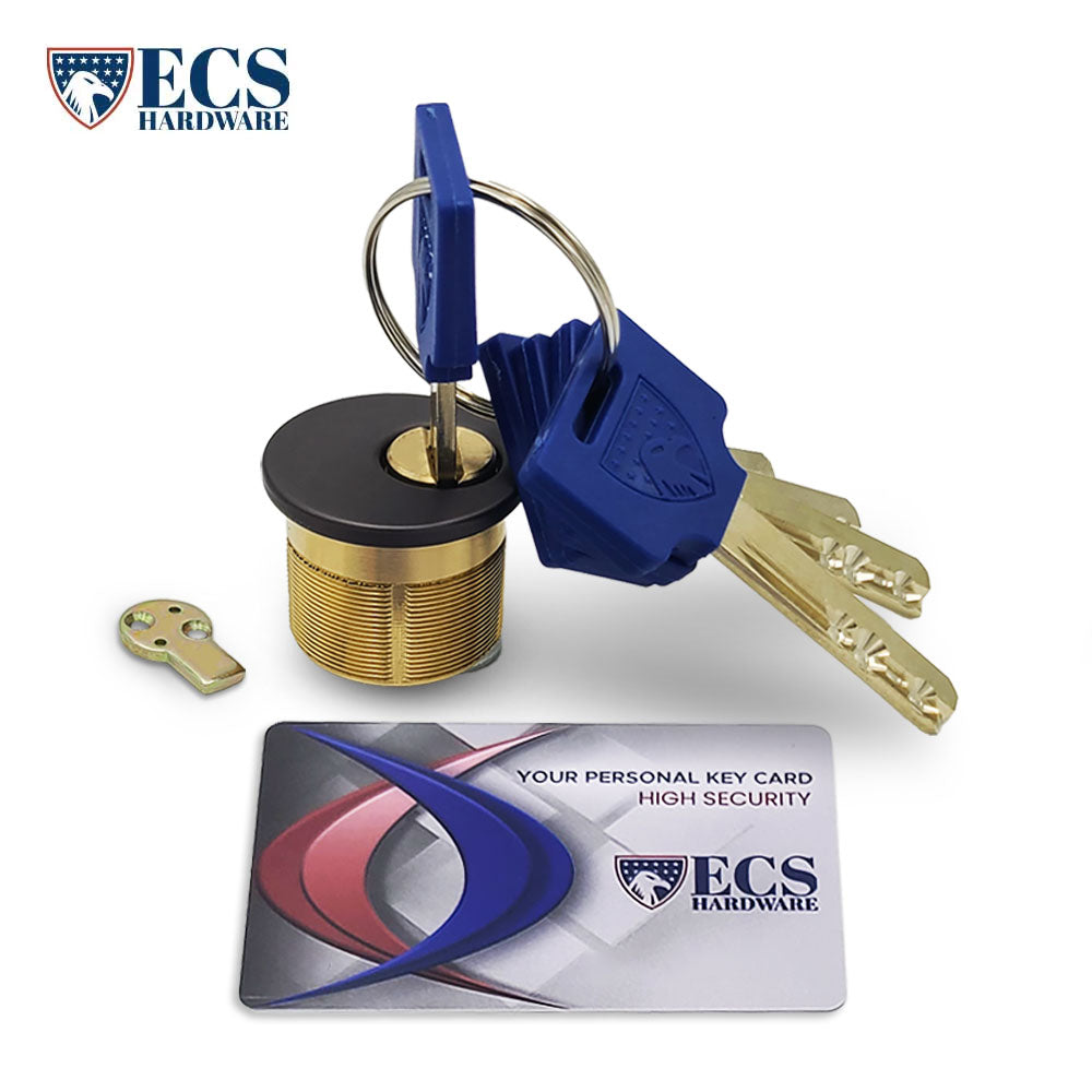 ECS HARDWARE - Durable Premium Key Controlled Mortise Cylinder - 1" 10B Oil Rubbed Bronze