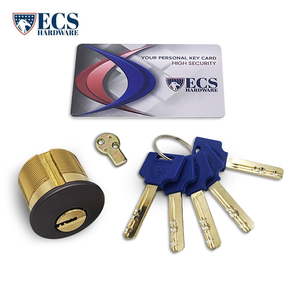 ECS HARDWARE - Durable Premium Key Controlled Mortise Cylinder - 1" 10B Oil Rubbed Bronze