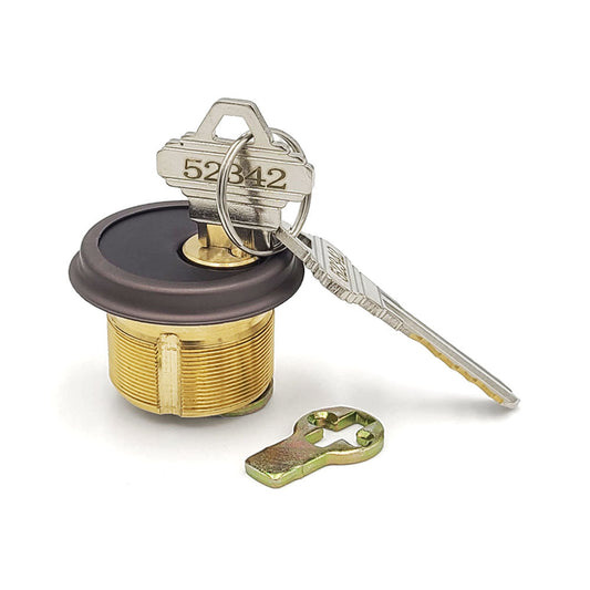 ECS HARDWARE - Durable Premium Mortise Cylinder - 1 Inch - Keyed Alike (KA10) with Ring - Schlage SC1 Keyway - US10B - Dark Oxidized Satin Bronze Oil Rubbed (613)