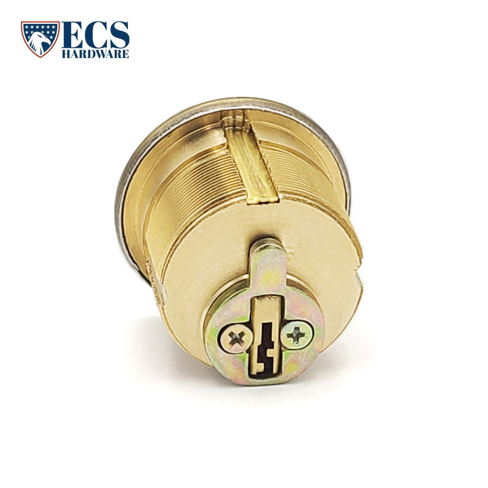 ECS HARDWARE - Durable Premium Mortise Cylinder - 1 Inch - Keyed Alike (KA10) with Ring - Kwikset KW1 Keyway - US3 - Bright Polished Brass (605)