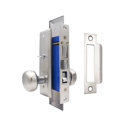 ECS HARDWARE - Durable Heavy Duty Mortise Knob Lock 26D Satin Chrome - 2-1/2" Backset Entrance - Right Handed