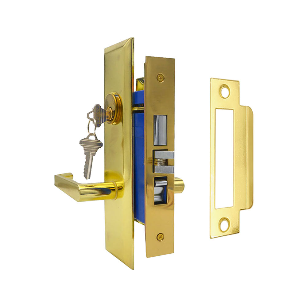 ECS HARDWARE - Durable Heavy Duty Mortise Lockset with Lever US3 Polished Brass - 2-3/4" Larger Backset - Left Handed