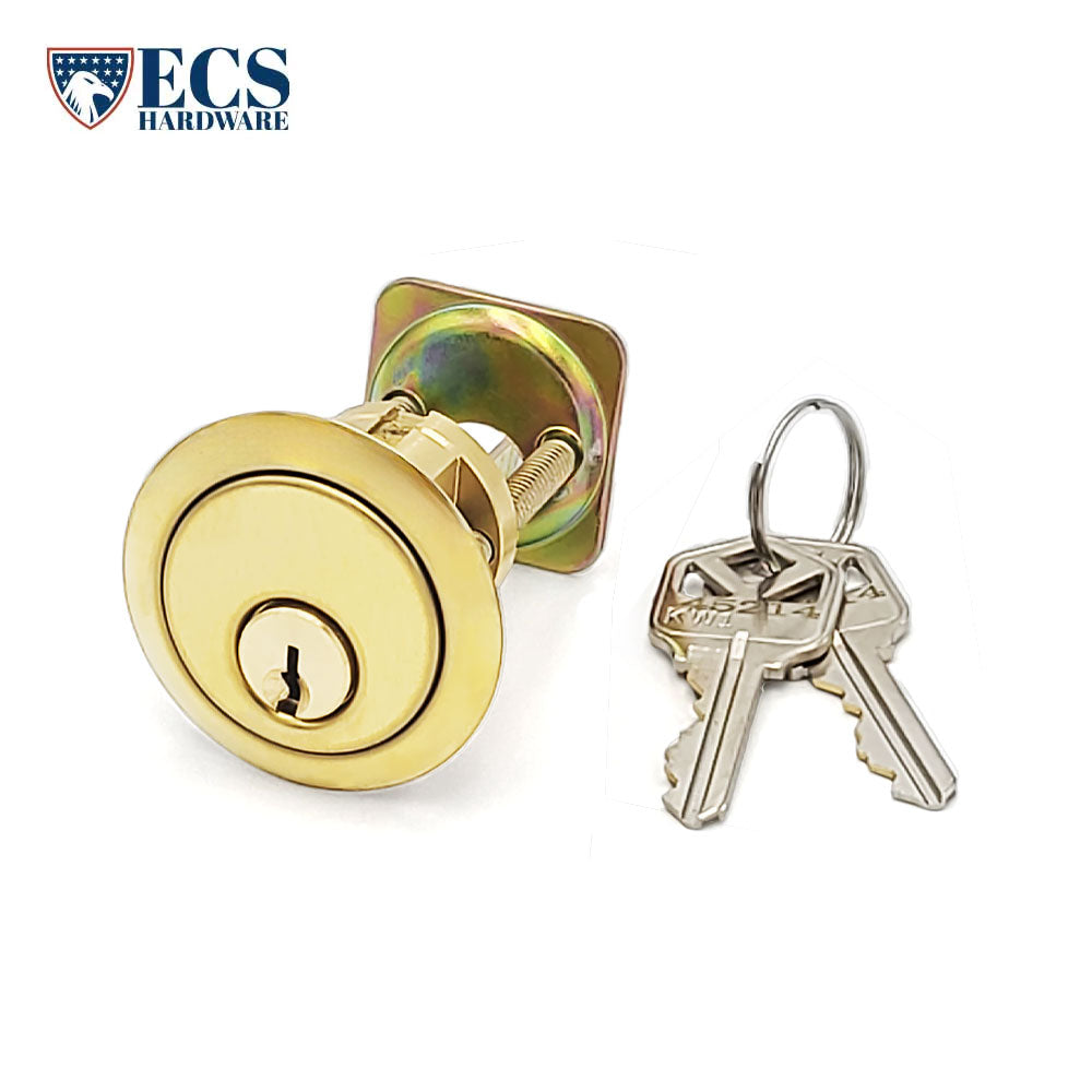 ECS HARDWARE - Durable Premium Rim Cylinder - US3 Polished Brass KW1