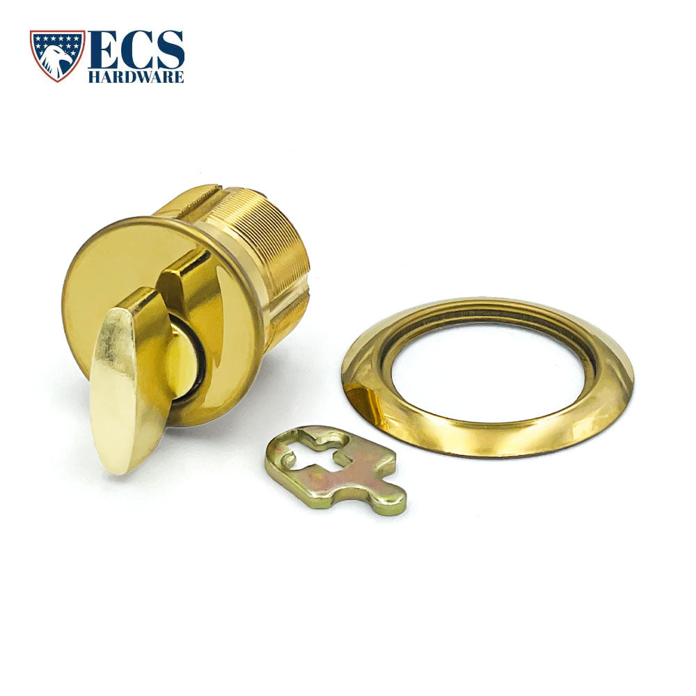 ECS HARDWARE - Durable Premium Thumb Turn Mortise Cylinder - 1-1/8" US3 Polished Brass