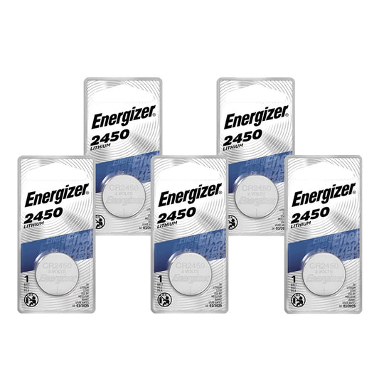 Energizer 3V Lithium Coin Cell Batteries CR2450 - 5 Pack