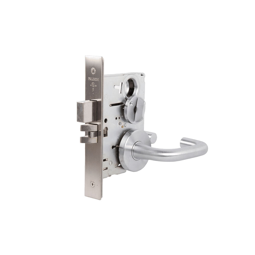 Falcon MA521L Mortise Lock Entry/Office with Sutro Lever and Gala Rose - Less Cylinder - Grade 1 - 626 (Satin Chrome)