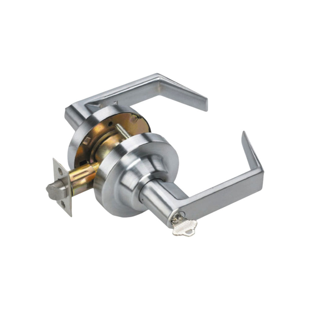 Fortis Doors - FDC103 - Cylindrical Lever Set with Privacy Function - Grade 1 - US26D - Satin Chromium Plated (626)