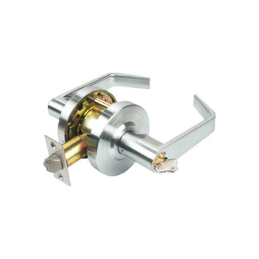 Fortis Doors - FDC133 - Cylindrical Lever Set with Privacy Function - Grade 2 - US26D - Satin Chromium Plated (626)