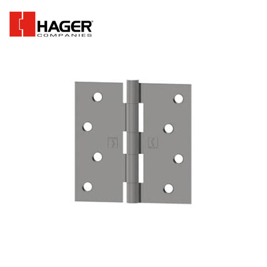 HAGER - 1741 - Full Mortise Plain Bearing - Residential Hinge - 3.5 Inch by 3.5 Inch - Steel Base Material - 5 Knuckle - 5/8 Round Corners