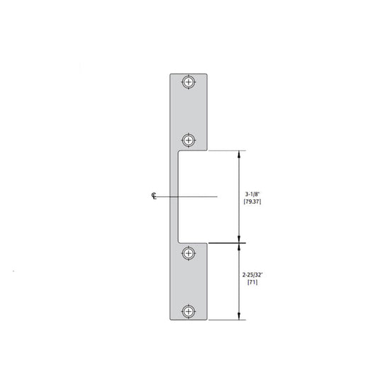 HES - 1006 Series - Faceplate for Mortise Locks with 1 Inch Deadbolt without Deadlatch - H-2 Option (9 Inch x 1-3/8 Inch)