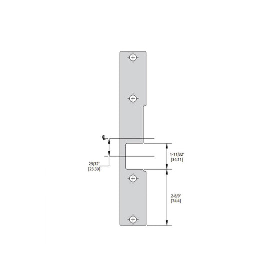 HES - 1006 Series - Faceplate for Mortise Locks with Deadbolt - K-2 Option (9 Inch x 1-3/8 Inch)