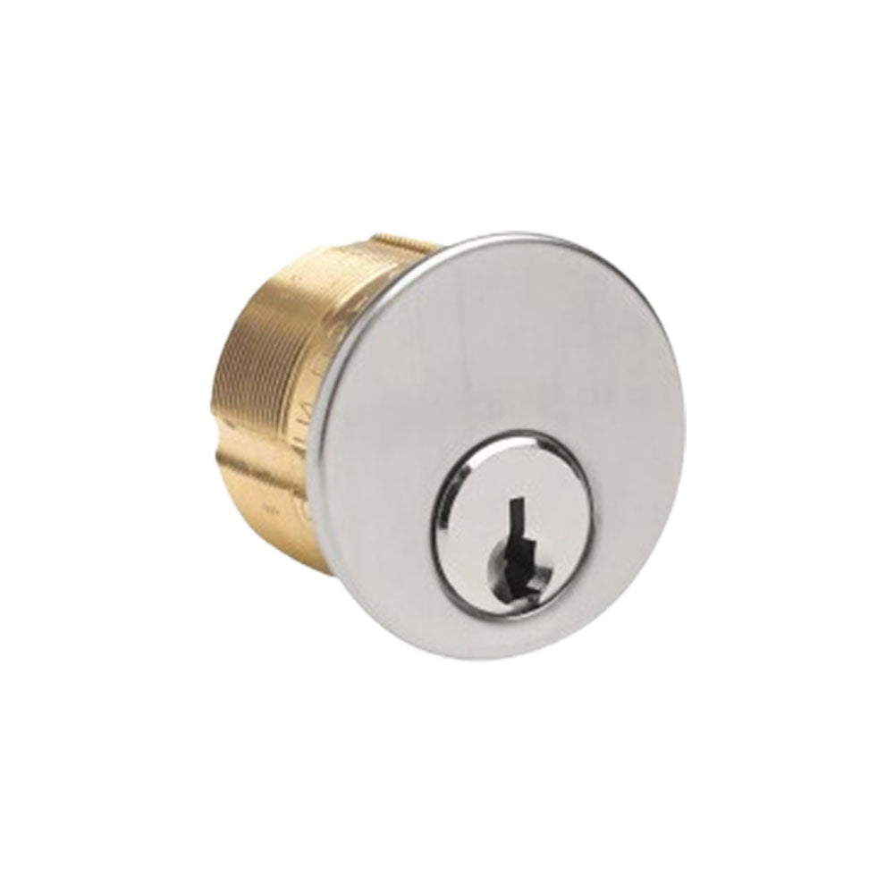 ILCO - 7185 - Mortise Cylinder - 5 Pin - 1 1/8" - Arrow - Standard Cam - KD - Grade 1 - US32D - Satin Stainless Steel (630)