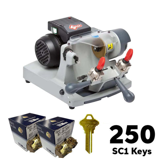 ILCO Speed 045 Manual Key Duplicator Machine with 2 Packs of 250 SC1 Key Blanks