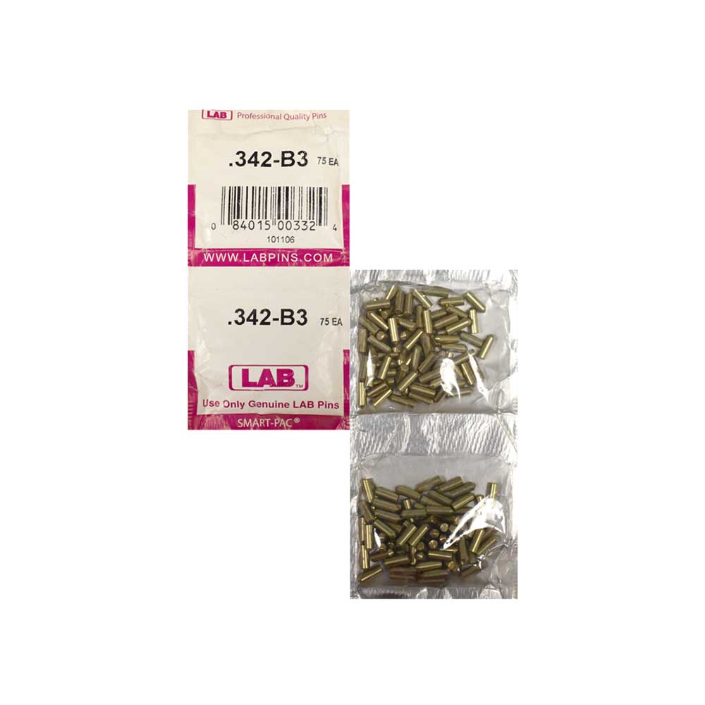 LAB - 342B - .342 Bottom Pin - .115 Diameter - Crown .003 Universal - Color-Coded - Brass Alloy - Smart Pack 150 Pins